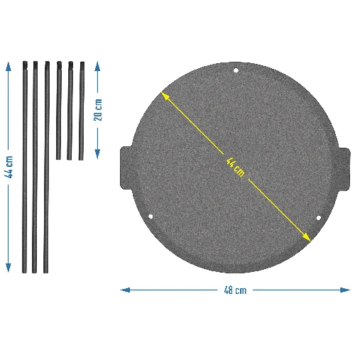 Grill pan, cast iron, 44 cm diameter - 2 ['cast iron pan', ' grill pan', ' large cast iron pan', ' suspended pan', ' pan on feet', ' frilling', ' cast iron for grilling', ' pan for tripod', ' grilling in cast iron cookware', ' attractive grilling', ' universal cast iron pan', ' grilling kit', ' gift idea', ' grilling done different', ' grill party']