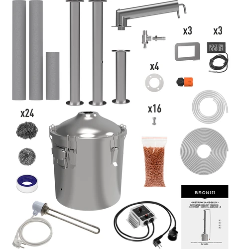 Hawkstill Aabratek Still1.0 Electric, 30 L - 2 ['Browin still', ' modular stills', ' still for 30 L', ' modular still', ' Aabratek still', ' novel aabratek still', ' head with removable coil', ' Aabratek still with removable coil', ' pure distillate', ' distillation kit', ' convex lid', ' convex type lid', ' distillation container with lid', ' best distillation kit', ' distillation kit for expansion', ' distillation on different heat sources', ' innovative still', ' recommended still']