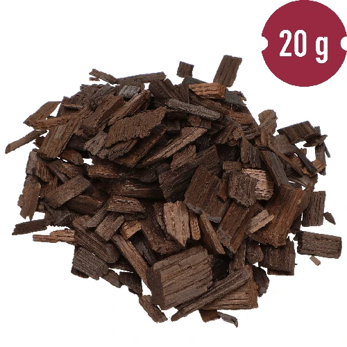 Heavily toasted oak wood chips, 20 g - 5 ['dark toasted oak shavings', ' oak shavings', ' oak flakes', ' wine flakes', ' wine oak flakes', ' wine aging', ' wine flavouring', ' for alcohol', ' additives for alcohol', ' flavour additives']