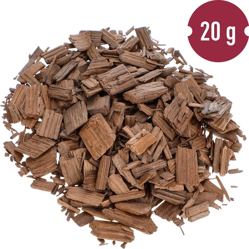 Heavily toasted oak wood chips - cinnamon, 20 g - 5 ['oak shavings', ' dark toasted oak shavings', ' oak flakes', ' cinnamon oak flakes', ' for alcohol', ' alcohol additives', ' flavour additives']