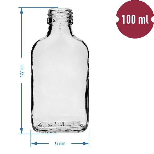 Hip flask bottle for infusion liqueurs, 100 ml - 10 pcs - 4 ['hip flask bottle', ' bottle for infusion liqueur', ' bottle for liqueur', ' 100 mL bottles', ' olive bottles', ' small 100 ml bottles', ' small glass bottles']