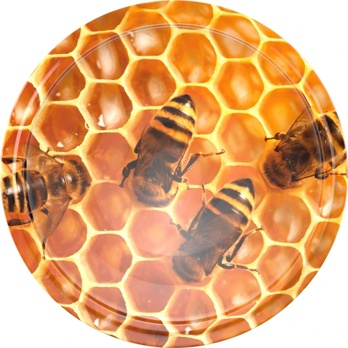 Honeycomb Ø66 twist-off lid - 10 pcs  - 1 ['twist-off lid', ' twist-off lids', ' lid', ' lids', ' lids for honey', ' jar lids', ' Ø66', ' jars for honey', ' Ø 66', '  honey storage', ' honey from home apiary', ' honey jars', ' patterned lids or honey', ' honeycomb']