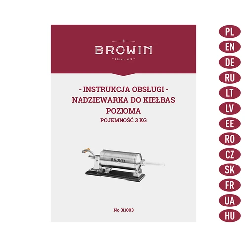 Horizontal sausage stuffer 3 kg - 10 ['for stuffing sausages', ' for home-made sausages', ' spritzers', ' gastronomic stuffing machine', ' butchery equipment', ' large stuffing machine']