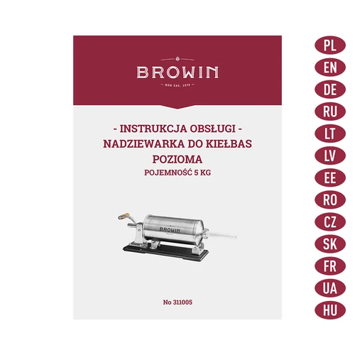 Horizontal sausage stuffer 5 kg - 9 ['for stuffing sausages', ' for home-made sausages', ' spritzers', ' gastronomic stuffing machine', ' butchery equipment', ' large stuffing machine']