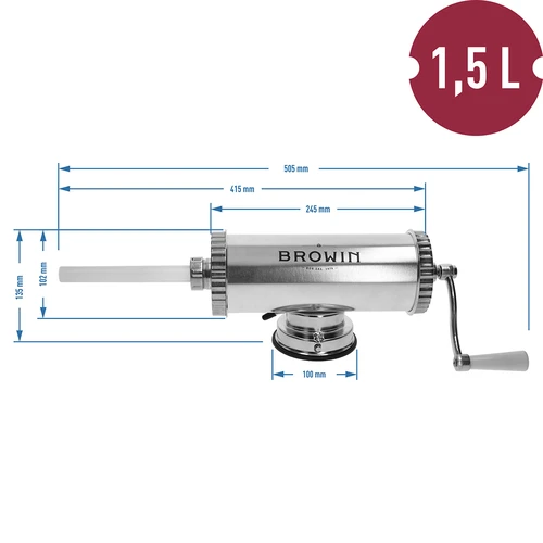 Horizontal stuffer 1.5 kg with a silicon piston - 10 ['sausage stuffer', ' sausage machine', ' sausage maker', ' sausage fillers', ' sausage stuffer machine', ' sausage maker machine', ' sausage making machine', ' sausage making kit']