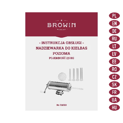 Horizontal stuffer 2,5 kg with a silicon piston - 9 ['sausage stuffer', ' stuffer for sausages', ' sausage stuffer', ' horizontal stuffer', ' sausage filler', ' meat filler', ' home stuffer', ' catering stuffer', ' butcher equipment']