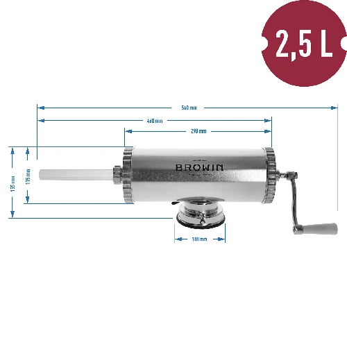 Horizontal stuffer 2,5 kg with a silicon piston - 10 ['sausage stuffer', ' stuffer for sausages', ' sausage stuffer', ' horizontal stuffer', ' sausage filler', ' meat filler', ' home stuffer', ' catering stuffer', ' butcher equipment']