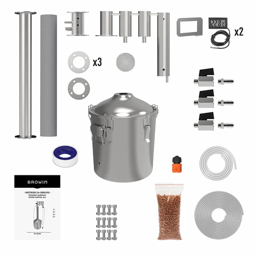 Hugin convex 18 L modular still - 4 ['distillation kit', ' stainless steel still', ' distillation apparatus', ' water still', ' moonshine still', ' distilled water', ' prismatic springs', ' browin still', ' alcohol still', ' 2 clarifiers', ' reflux']