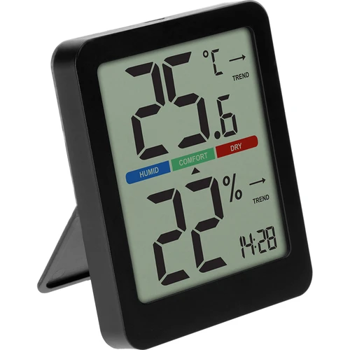 Indoor electronic thermometer, black - 3 ['electronic thermometer', ' thermometer for measuring humidity', ' wireless thermometer', ' black thermometer', ' thermometer with magnet', ' stylish thermometer', ' indoor thermometer', ' which thermometer for home', ' modern indoor thermometer', ' practical thermometer', ' how to check air comfort level']