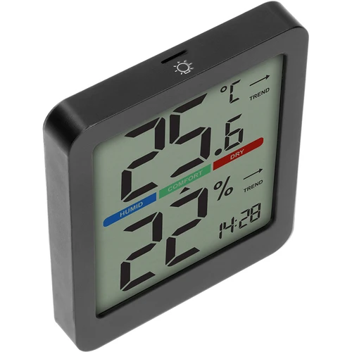 Indoor electronic thermometer, black - 4 ['electronic thermometer', ' thermometer for measuring humidity', ' wireless thermometer', ' black thermometer', ' thermometer with magnet', ' stylish thermometer', ' indoor thermometer', ' which thermometer for home', ' modern indoor thermometer', ' practical thermometer', ' how to check air comfort level']