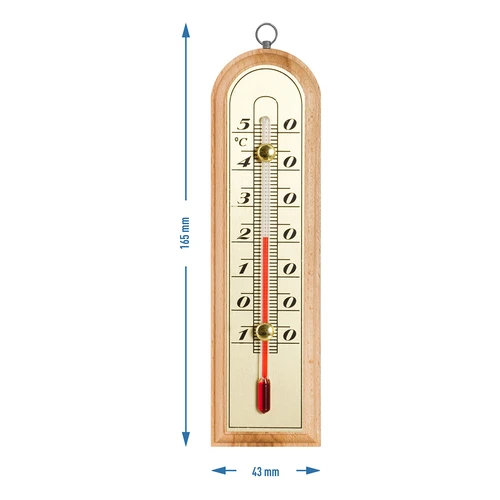 Indoor thermometer with a golden scale (-10°C to +50°C) 16cm - 2 ['indoor thermometer', ' room thermometer', ' thermometer for indoors', ' home thermometer', ' thermometer', ' wooden room thermometer', ' thermometer easy-to-read scale', ' thermometer golden scale', ' thermometer for hanging', ' small thermometer']