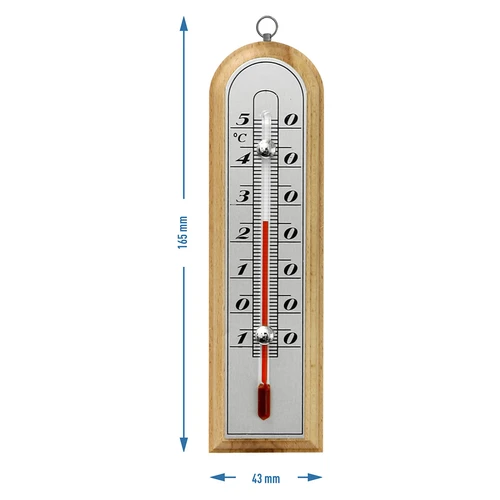 Indoor thermometer with a silver scale (-10°C to +50°C) 16cm mix - 3 ['indoor thermometer', ' room thermometer', ' thermometer for indoors', ' home thermometer', ' thermometer', ' wooden room thermometer', ' thermometer easy-to-read scale', ' thermometer silver scale', ' thermometer for hanging', ' traditional thermometer']