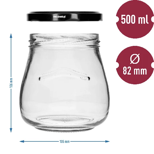 “Inverted Amphora” 500 ml twist-off jar with Ø82/6 black lid, 6 pcs - 9 ['jar', ' amphora jar', ' 500 ml jar', ' set of jars', ' glass jars', ' jars for preserves', ' jars for beauty products', ' jars 6 pieces', ' glass jar', ' jars for jams', ' jars for fruit preserves', ' jars for marmalades', ' jars for meat preserves', ' jars for jars', ' jars for beauty products']