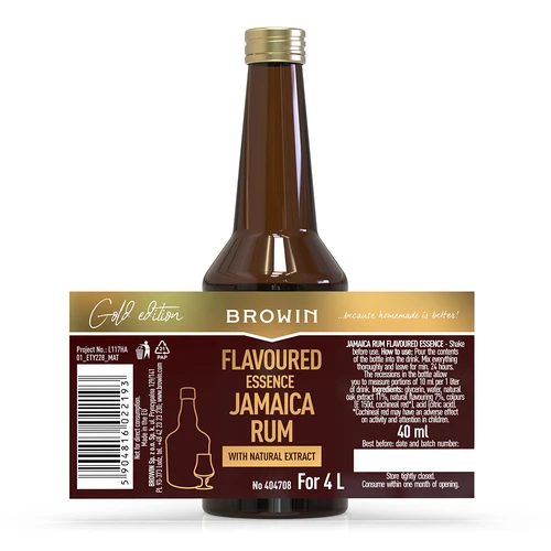 Jamaica Rum flavoured Gold Essence for 4 L, 40 ml - 5 ['rum flavouring essence', ' dark rum essence', ' dark rum aroma', ' essence for moonshine', ' Browin essence', ' natural aroma', ' natural oak extract']