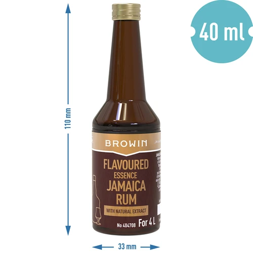 Jamaica Rum flavoured Gold Essence for 4 L, 40 ml - 9 ['rum flavouring essence', ' dark rum essence', ' dark rum aroma', ' essence for moonshine', ' Browin essence', ' natural aroma', ' natural oak extract']