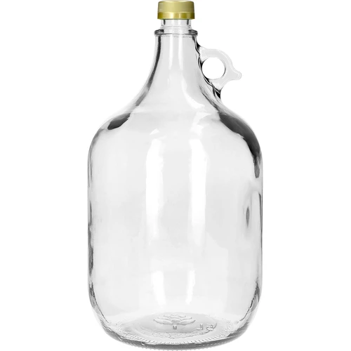 Lady demijohn 5 L with a screw cap, without a basket (white glass, golden screw cap)  - 1 