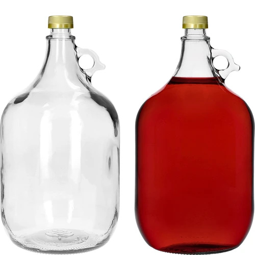 Lady demijohn 5 L with a screw cap, without a basket (white glass, golden screw cap) - 4 