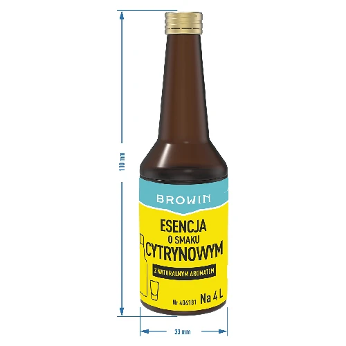 Lemon flavoured essence with natural aroma for 4 L - 40 ml - 7 ['lemon vodka', ' lemon liqueur', ' lemon infusion liqueur', ' Strands essence', ' BROWIN flavouring essence']