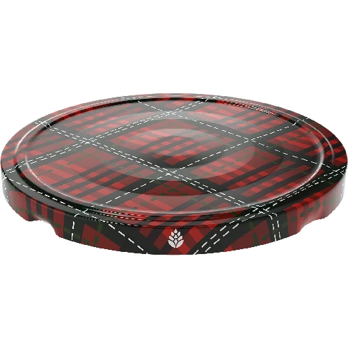 Lid Ø66/4 tartan mix, 10 pcs - 6 ['jar lids', ' lids with safety button', ' jar lids', ' TO lids', ' twist-off lids', ' Ø66 lids', ' tartan pattern lids', ' Ø66/4 lids', ' 4-catch lids', ' Browin lids']