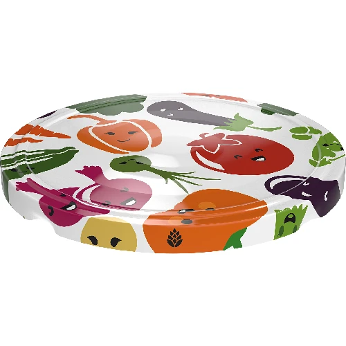 Lid Ø66/4 vegetable face - 10 pcs - 2 ['lids for jars', ' lids for preserves', ' coloured lids', ' for Ø66 jars', ' for pasteurizing', ' lids with safety button']