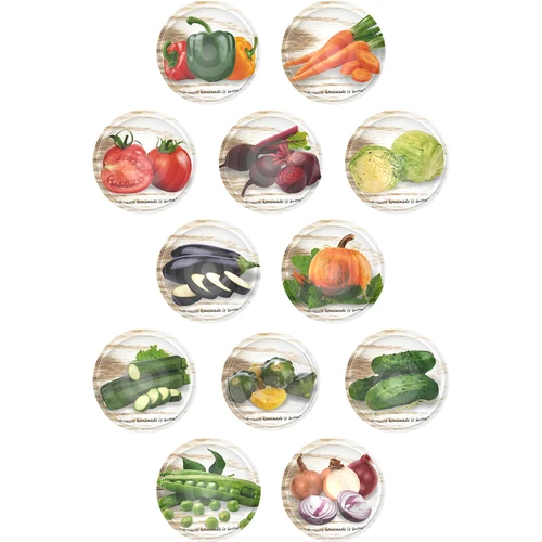 Lid Ø66 vegetable photos - 10 pcs  - 1 ['lids', ' jar lid', ' jar lids', ' jar caps', ' caps for jars', ' jar lid Ø66', ' Ø66']