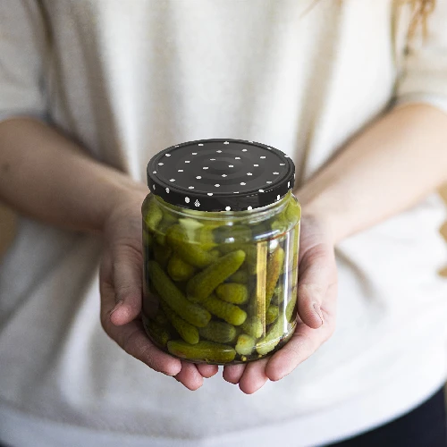 Lid Ø82/6 polka dot mix - 10 pcs - 11 ['jar lids', ' lids with safety button', ' jar lids', ' TO lids', ' twist-off lids', ' Ø82 lids', ' polka dot lids', ' dotted lids', ' Ø82 lids', ' 6-catch lids', ' browin lids']