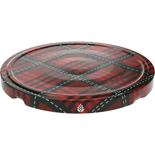 Lid Ø82/6 tartan mix,10 pcs - 6 ['jar lids', ' lids with safety button', ' jar lids', ' TO lids', ' twist-off lids', ' Ø82 lids', ' tartan pattern lids', ' Ø82/6 lids', ' 6-catch lids', ' Browin lids']