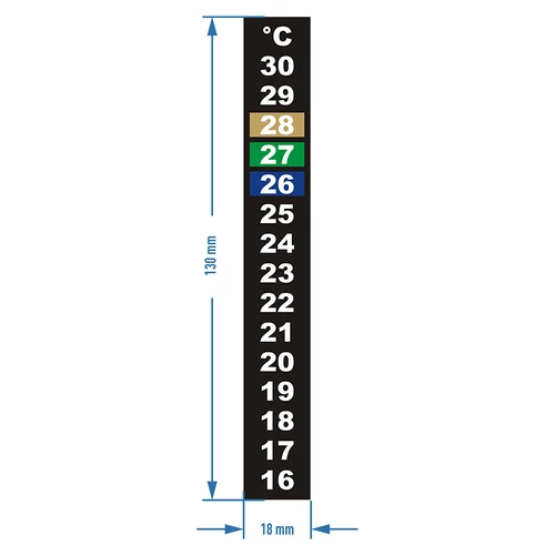 Liquid crystal thermometer (+16°C to +30°C) 13cm - 2 ['food thermometer', ' kitchen thermometer', ' cooking thermometer', ' self-adhesive thermometer', ' fermentation thermometer', ' aquarium thermometer', ' liquid crystal thermometer', ' self-adhesive thermometers', ' winemaking thermometers', ' beer brewing thermometers']