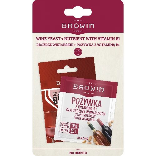 Liquid wine yeast 20ml + yeast nutrient with Vit. B1 10g  - 1 ['yeast with nutrient', ' wine yeast with nutrient', ' yeast and nutrient for wine', ' wine nutrient', ' active dried wine yeast', ' wine yeast', ' yeast for wine', ' dried wine yeast', ' dried yeast', ' dried yeast for wine', ' red wine yeast', ' white wine yeast', ' rosé wine yeast']