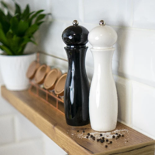 Manual salt and pepper grinder, 21 cm, black - 4 ['hand grinder', ' pepper mill', ' ground pepper', ' ground salt', ' peppercorns', ' ceramic grit', ' black pepper mill']