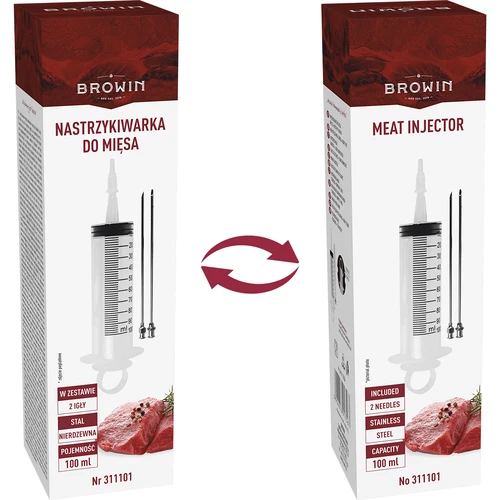 Meat injector with 2 injection needles - 11 ['sausage', ' meat', ' meat syringe', ' stainless steel needles', ' injection needle', ' meat', ' curing needle']