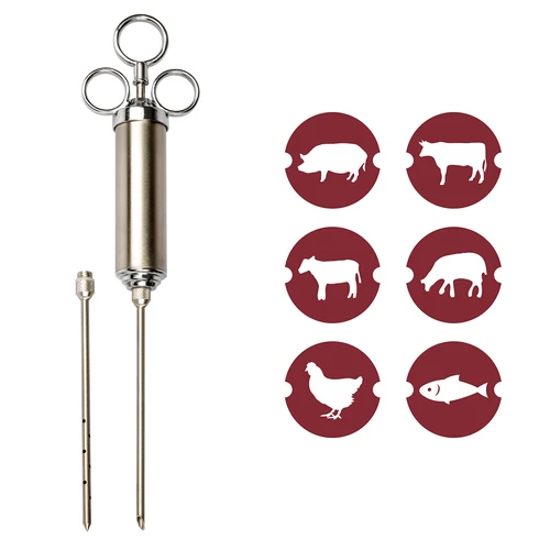 Meat injector with 2 injection needles - 9 ['home-made sausages', ' smoking', ' home-made products', ' home-made sausages', ' home-made pate', ' white sausage', ' sausage smoking', ' sausage', ' cold meat', ' meat', ' local specialities', ' dinner']