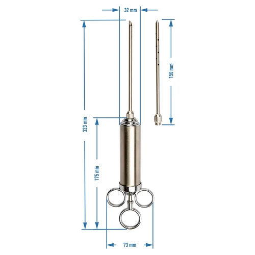 Meat injector with 2 injection needles - 11 ['home-made sausages', ' smoking', ' home-made products', ' home-made sausages', ' home-made pate', ' white sausage', ' sausage smoking', ' sausage', ' cold meat', ' meat', ' local specialities', ' dinner']