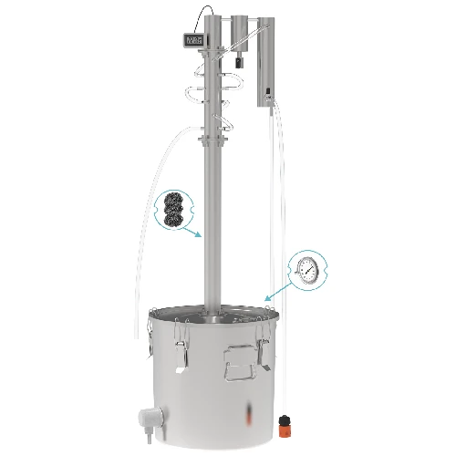 Modular distiller 30 L - Cold Fingers - electric - 2 ['cold finger reflux', ' modular distiller', ' distillation', ' distillation kit', ' stainless steel distiller', ' electric distiller', ' distillation apparatus']