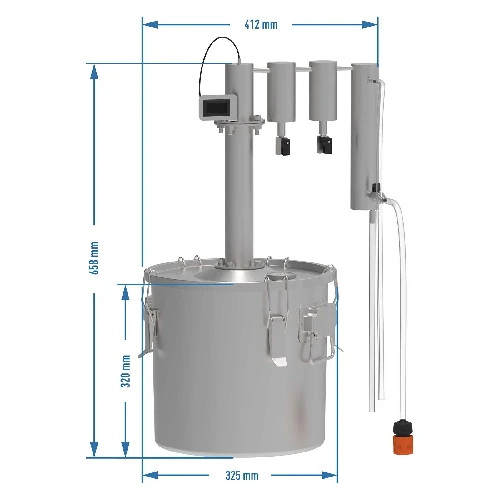 Modular still 18 L Munin - 13 ['distillation kit', ' stainless steel distiller', ' electric distiller', ' distillation apparatus', ' water distiller', ' distilled water', ' prismatic spring', ' browin distiller', ' essential oils', ' alcohol distillers', ' two sedimentations tank']