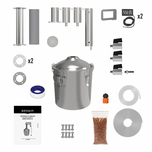 Modular still 18 L Munin convex - 4 ['distillation kit', ' stainless steel distiller', ' electric distiller', ' distillation apparatus', ' water distiller', ' distilled water', ' prismatic spring', ' browin distiller', ' essential oils', ' alcohol distillers', ' two sedimentations tank']