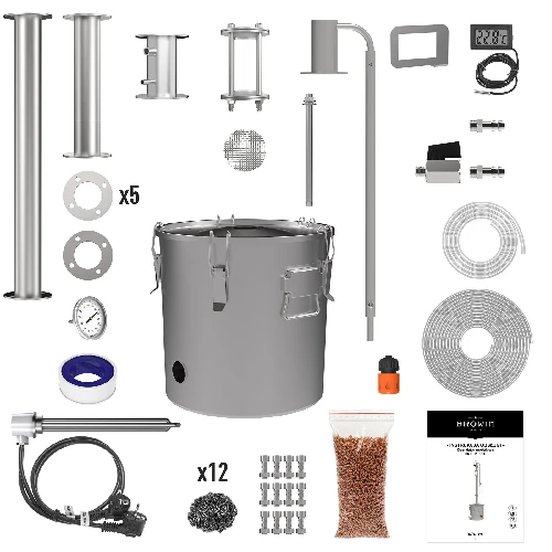 Modular still 30 L Frejr - electric - 3 ['distillation kit', ' stainless steel distiller', ' electric distiller', ' distillation apparatus', ' water distiller', ' distilled water', ' prismatic spring', ' browin distiller', ' essential oils', ' alcohol distillers', ' inspection glass', ' relux-shutgun', ' Liebig cooler', ' Libig cooler']