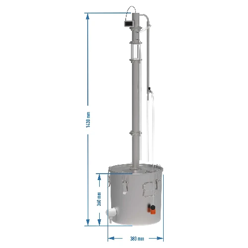 Modular still 30 L Frejr - electric - 21 ['distillation kit', ' stainless steel distiller', ' electric distiller', ' distillation apparatus', ' water distiller', ' distilled water', ' prismatic spring', ' browin distiller', ' essential oils', ' alcohol distillers', ' inspection glass', ' relux-shutgun', ' Liebig cooler', ' Libig cooler']