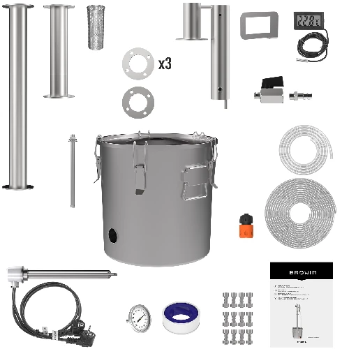 Modular still for flavouring of distillates 30 L - electric - 4 ['electric still', ' browin still', ' alcohol flavouring', ' flavouring device', ' gin', ' absinthe', ' for fruit liquor', ' essential oils', ' still for herbs', ' still for flavouring']