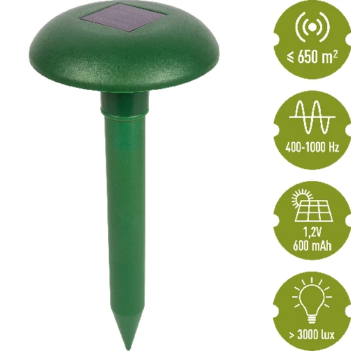 Mole repellent powered with a solar battery - 5 ['mole repeller', ' anti-mole', ' way to get rid of moles', ' against voles', ' against voles', ' against field mice', ' solar repeller']