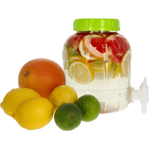 Multi-functional 3 L jar with tap - 7 ['PET jar', ' plastic jar', ' jar made of plastic', ' multi-purpose jar', ' shatterproof jar', ' jar with tap', ' jar with small tap', ' lemonade jar', ' jar with lid and stopper', ' citronade', ' lemonade', ' punch', ' decanting']