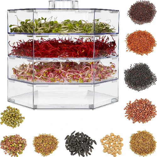 Multi-tier sprouter - a kit with 10 packs of seeds - 2 ['healthy sprouts', ' home sprout growing', ' sprouts vegan product', ' growing sprouts at home', ' sprouters', ' home sprouter', ' sprout growing', ' seeds for sprouting', ' sprouter and seed kit', ' sprouter with seeds', ' sprouter with a set of seeds', ' sprouts', ' sprouting', ' multi-tier sprouter']