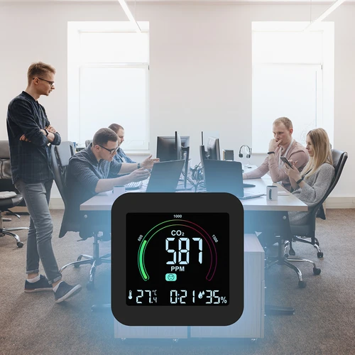 Multifunctional air quality sensor - 10 ['air quality sensor', ' air sensor', ' air sensors', ' air sensor', ' thermometer', ' humidity measurement', ' CO₂ concentration', ' carbon dioxide concentration', ' CO₂ sensor', ' alarm clock', ' alarm timer', ' air comfort level']