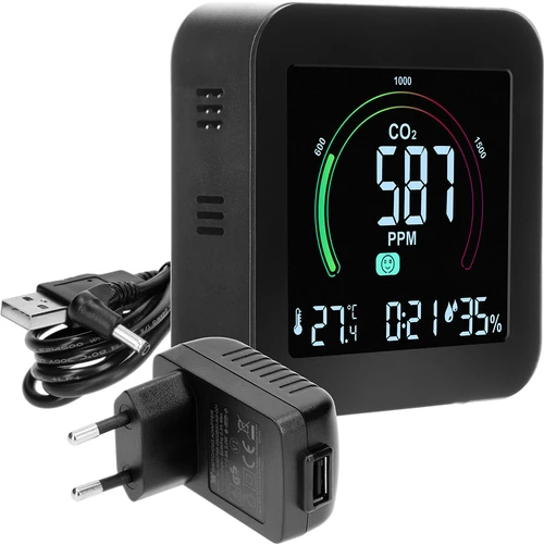 Multifunctional air quality sensor - 3 ['air quality sensor', ' air sensor', ' air sensors', ' air sensor', ' thermometer', ' humidity measurement', ' CO₂ concentration', ' carbon dioxide concentration', ' CO₂ sensor', ' alarm clock', ' alarm timer', ' air comfort level']