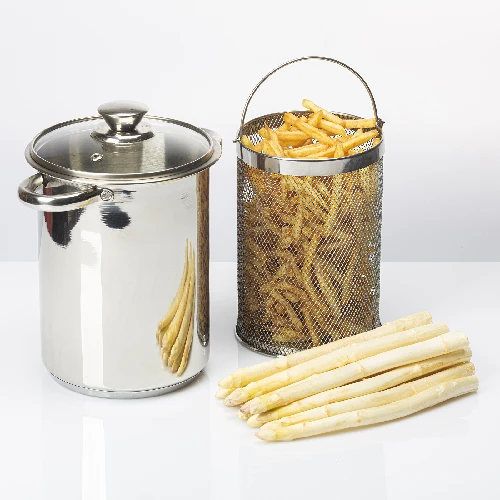 Multifunctional stock pot with basket - 9 ['tall pot for a pressure ham cooker', ' pressure ham cooker dishes', ' pressure ham cooker', ' pressure ham cooker pot', ' basket for vegetable cooking', ' basket for French fries', ' multi-purpose pot for scalding meat and processed meat']