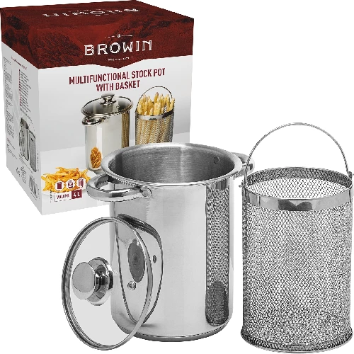 Multifunctional stock pot with basket - 4 ['tall pot for a pressure ham cooker', ' pressure ham cooker dishes', ' pressure ham cooker', ' pressure ham cooker pot', ' basket for vegetable cooking', ' basket for French fries', ' multi-purpose pot for scalding meat and processed meat']