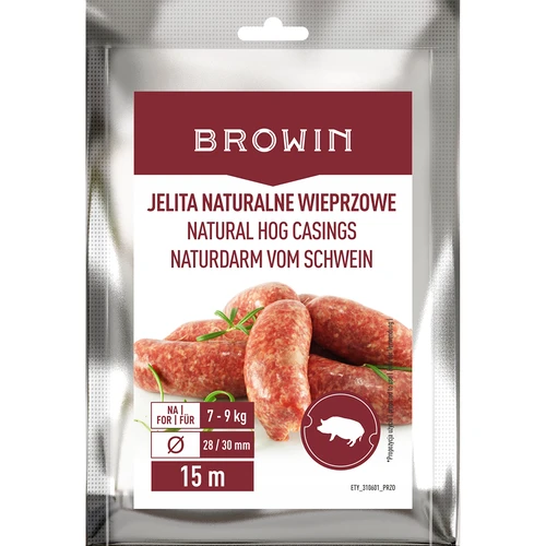 Natural hog casings 28/30 mm, 15m  - 1 ['for homemade sausage', ' gut for white sausage', ' do it yourself', ' homemade sausage', ' for smoked sausage', ' for steamed sausage']