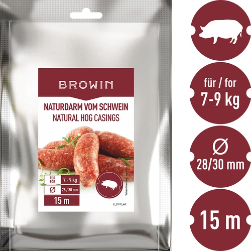 Natural hog casings 28/30 mm, 15m - 3 ['for homemade sausage', ' gut for white sausage', ' do it yourself', ' homemade sausage', ' for smoked sausage', ' for steamed sausage']