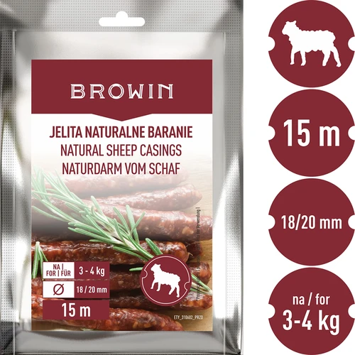 Natural sheep casings 18/20mm, 15m - 3 ['for sausages', ' for frankfurters', ' for home-made thin sausages', ' do it yourself', ' diy sausages']