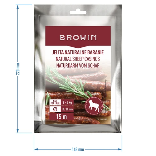 Natural sheep casings 18/20mm, 15m - 5 ['for sausages', ' for frankfurters', ' for home-made thin sausages', ' do it yourself', ' diy sausages']